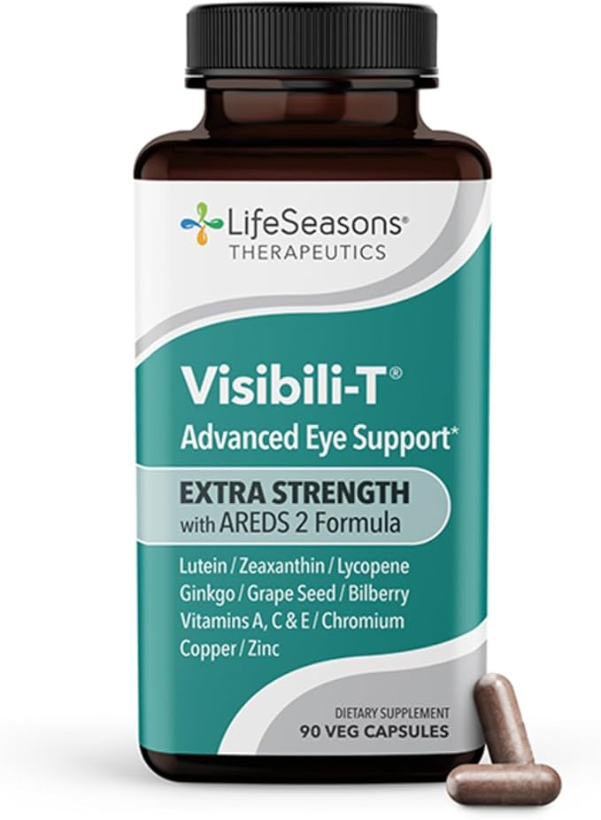 Visibili-T Extra Strength with AREDS 2 Formula - Vitamin Supplement for Eye Health & Vision Support - Lutein, Zeaxanthin, Chromium, Carrot, Bilberry, Grape Seed Extract & Ginkgo Biloba - 60 Capsules