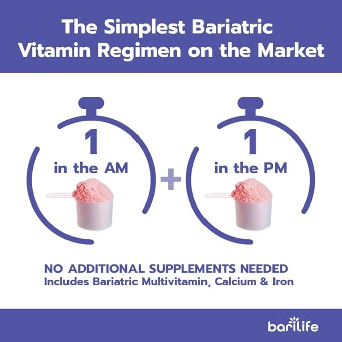 Bari Life Complete Bariatric Multivitamin with Iron - Dietary Supplement Powder Mix, Calcium Citrate, Multivitamin, Iron - Bariatric Vitamins for Gastric Sleeve Patients (Watermelon, 60 Servings)