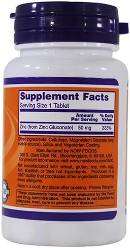NOW Supplements, Zinc 50 mg, 100 Tablets