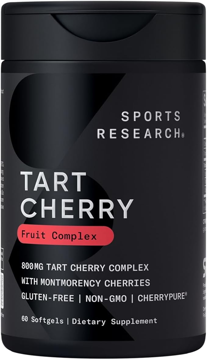 Sports Research Tart Cherry Capsules - Made from Montmorency Tart Cherries - Non-GMO & Gluten Free - 60 Liquid Softgels