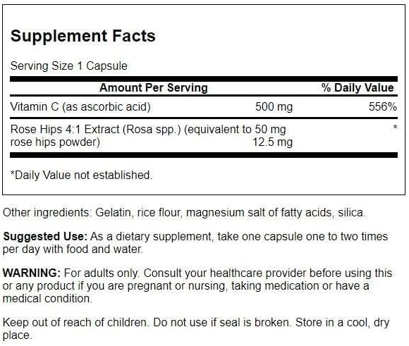 Swanson Vitamin C with Rose HIPS 500 Milligrams 400 Capsules