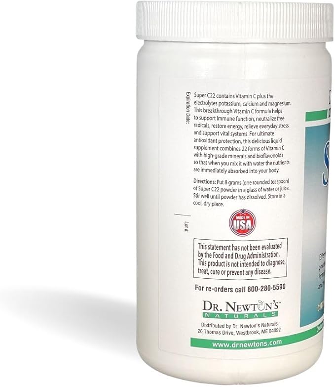 Dr. Newton’s Naturals Super C22 Effervescent Vitamin C Fizzy Powdered Drink Mix with 22 Natural Sources of Vitamin C – 1500mg -8.9 Ounce Can