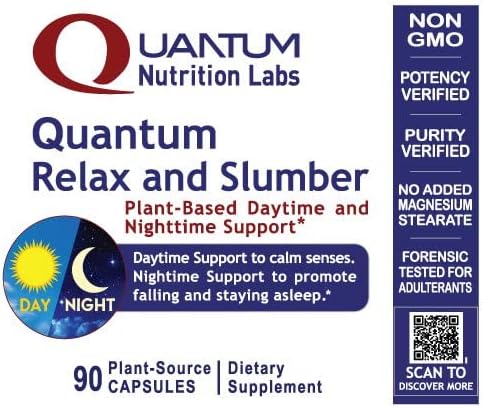 QNL Quantum Relax & Slumber - Organic, Natural Sleep Supplement for Adults - Sleep Support Supplement with Magnesium, Valerian Root, Lavender, Turmeric & More - 60 Vegetarian Capsules