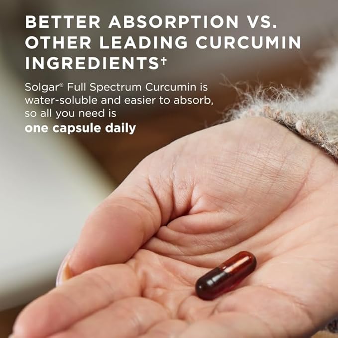 Solgar Full Spectrum Curcumin - 105 LiCaps - Superior Absorption - Brain, Joint & Immune Health - Vegan, Gluten-Free, Non-GMO, Dairy Free - 105 Servings