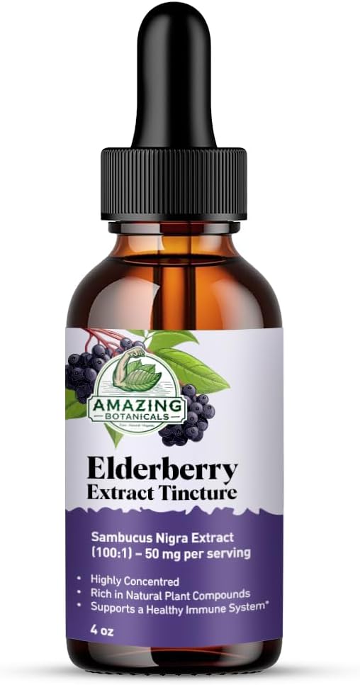 Elderberry Extract 100X Strength Tincture - Organic Immune Support & Wellness Supplement | Elderberry Syrup Organic Extract Liquid (4 Fl Oz)