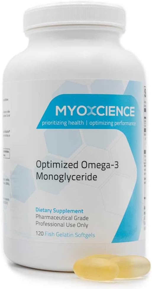 MYOXCIENCE Optimized Omega-3 Monoglyceride | Extra Strength Fish Oil | 600 mg EPA | 260 mg DHA | Monoglyceride Form | IFOS Certified | Enteric Coated (120 Softgels)