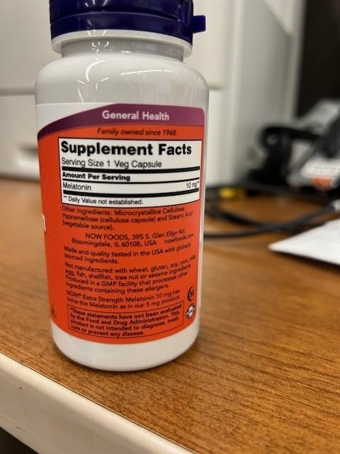 Now Foods Melatonin, 10 mg, 100 Veggie Caps, 2 Pack