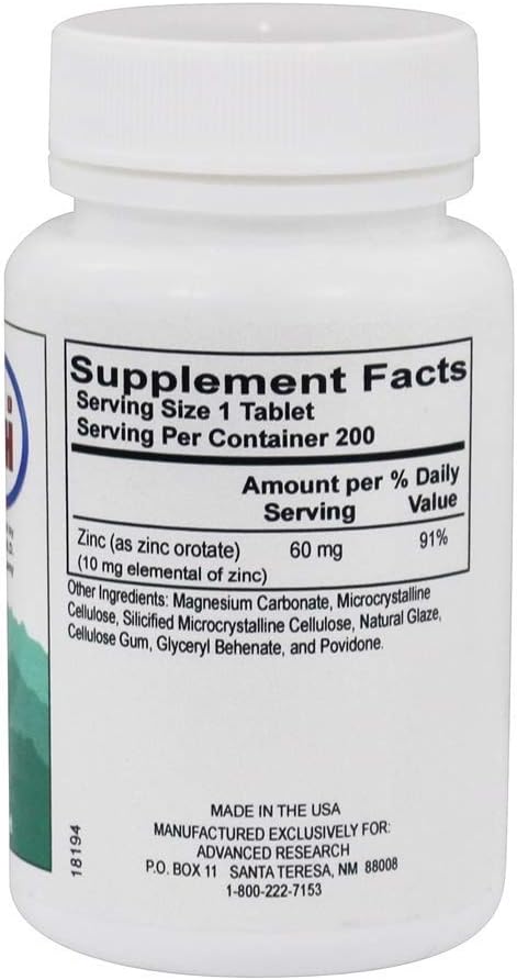 Nutrient Carriers Zinc 60 mg 200 Tablets