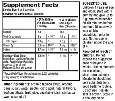 Unisom Simple Slumbers Kids Drug-Free Sleep Aid Gummies 30-Count, Melatonin 0.5mg, Grape