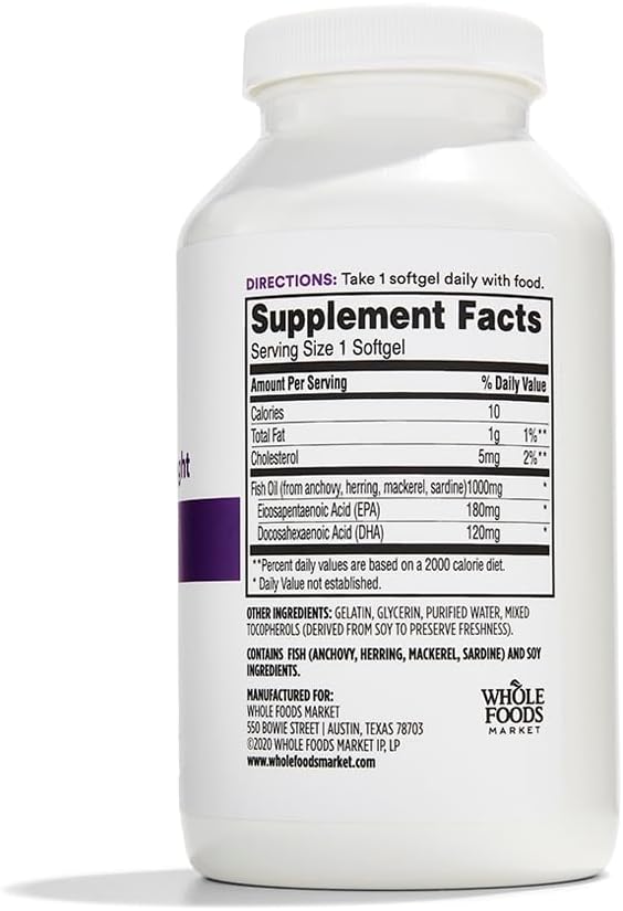 365 by Whole Foods Market, Fish Oil 1000 Mg Softgels, 250 CT