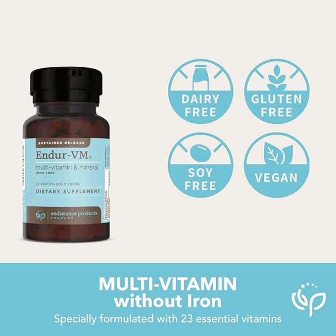 ENDUR-VM - Without Iron – Sustained-Release Daily Multi-Vitamin - Vitamin A, Vitamin C, Vitamin D, Vitamin E, Vitamin B12 - Zinc for Immune Health Support + Calcium & More - 150 Tablets