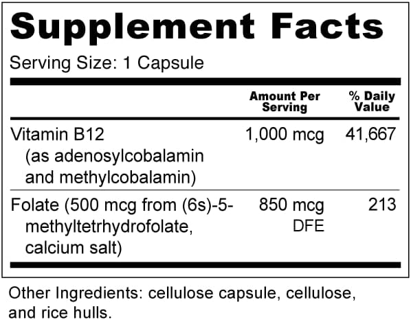 Wellness Resources B12 and Folate Supplement - Methyl B12 1000 & Methylated Folate for High Absorption, Gluten Free, Immune Support Supplement, B12 and Folate for MTHFR, 5-MTHF