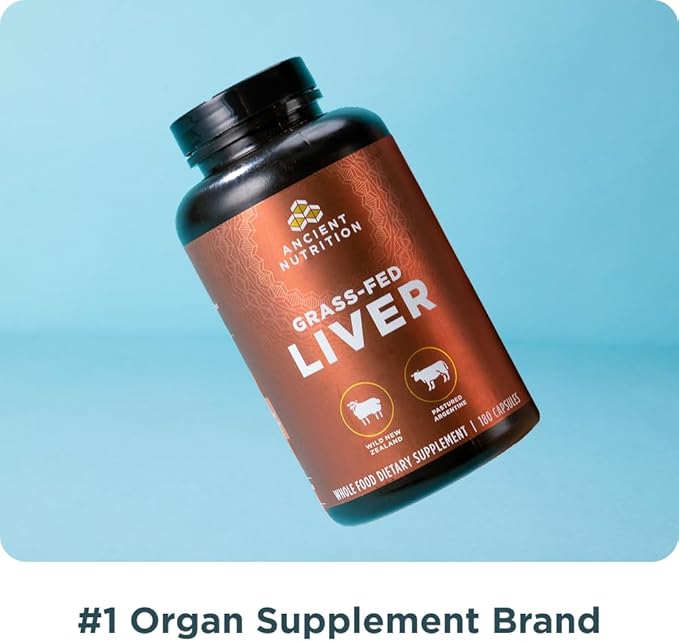 Ancient Nutrition Organ Supplements, Once Daily Grass-Fed and Wild Organ Complex Capsules, Beef & Lamb Liver, Supports Healthy Blood, Gut, and Liver, 30 Ct