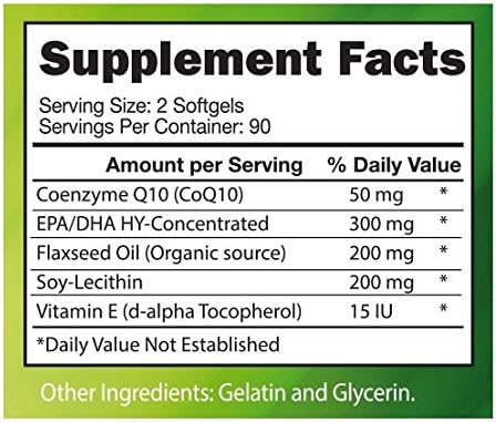 Extra Strength CoQ10 Complex, Enhanced with EPA/DHA, Lecithin, Flaxseed and Vitamin E (180 Softgels)