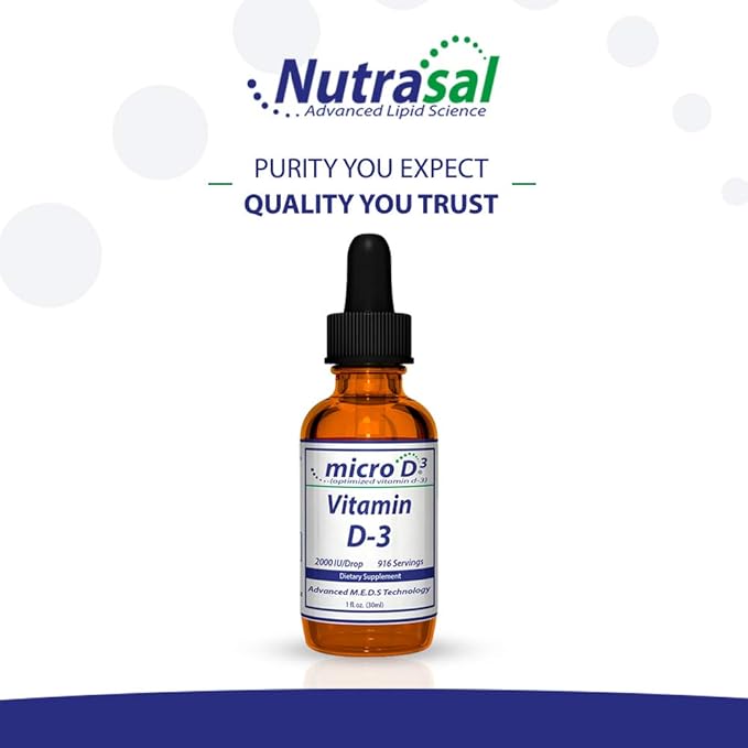Micro D3 Vitamin D-3 Drops - High Concentrate (2 Million IU's) Vitamin D3 with Nano Technology and Up to 10X More Absorption -1 oz (30 ml)