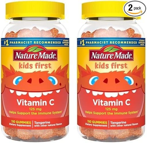 Nature Made Kids First Vitamin C Gummies, Dietary Supplement for Immune Support, 110 Gummies, 110 Day Supply (Pack of 2)