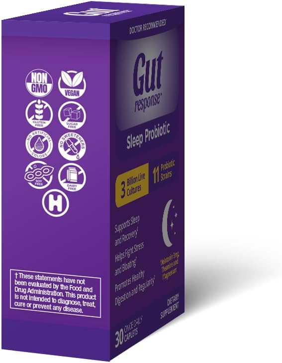 Sleep Probiotic for Men & Women, Slows Down Digestive Aging, Supports Sleep and Recovery, Promotes Healthy Gut, Vegan, Gluten Free & Soy Free, 3 Billion CFU, 30 Caplets