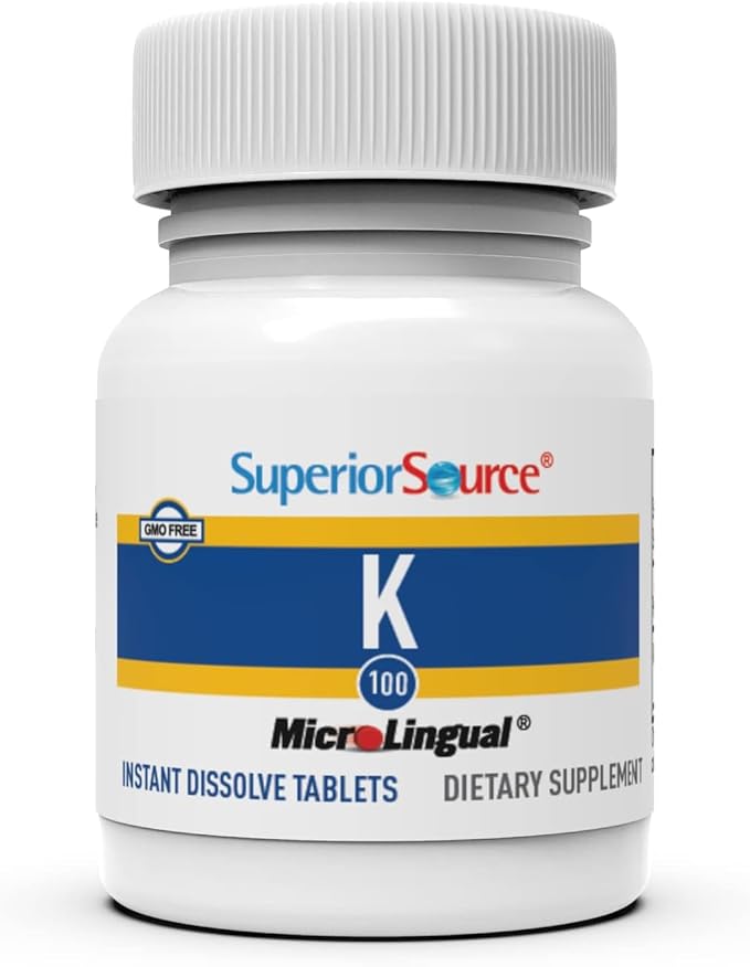 Superior Source Vitamin K 100 mcg - Bone Strength & Health Support Supplement - Vitamin K Supplement Aids Blood Health & Calcium Absorption - 30 Sublingual Dissolving Tablets