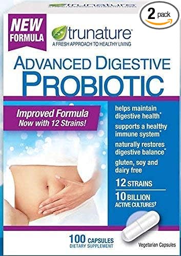 trunature Advanced Digestive Probiotic, 100 Capsules (2 Pack)