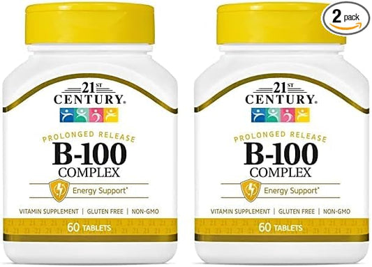 21st Century B 100 Complex Prolonged Release Caplets, 60 Count (Pack of 2)
