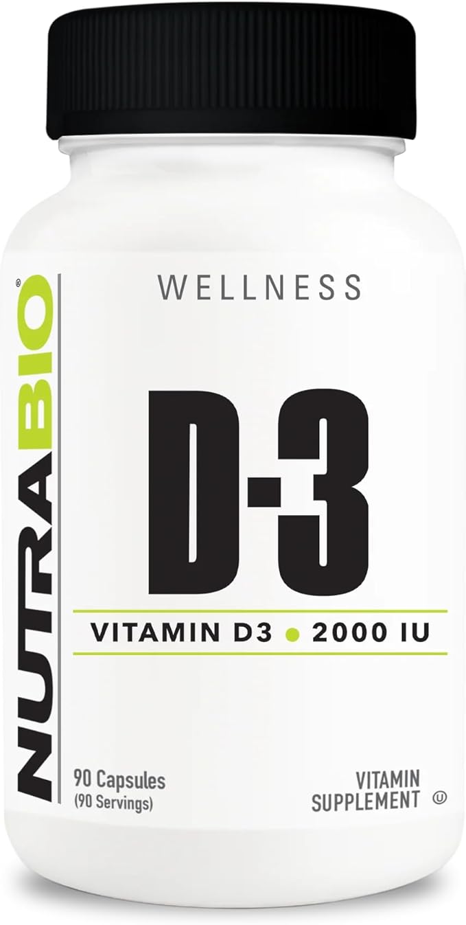 NutraBio Vitamin D (2000 IU), Immune Support - 90 Vegetable Capsules