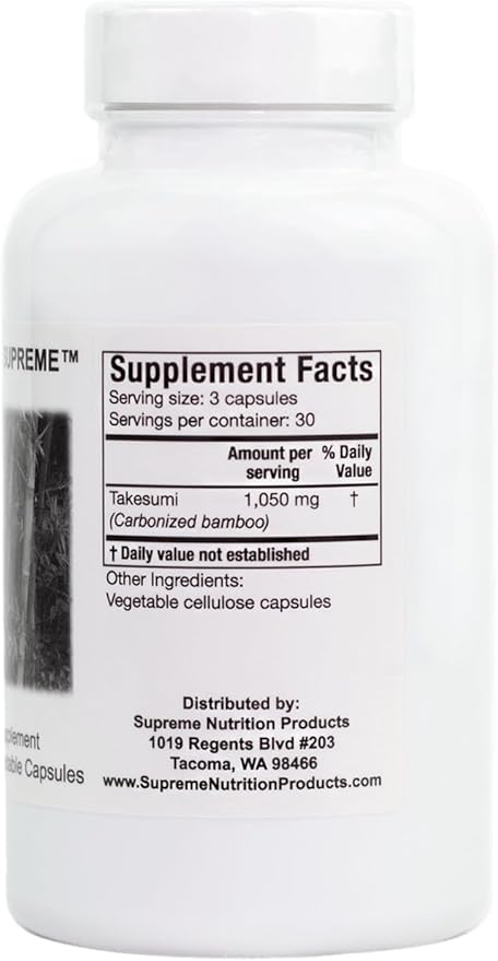 Supreme Nutrition Takesumi Supreme, 90 Pure Activated Bamboo Charcoal Vegetarian Capsules (Pack of 2)