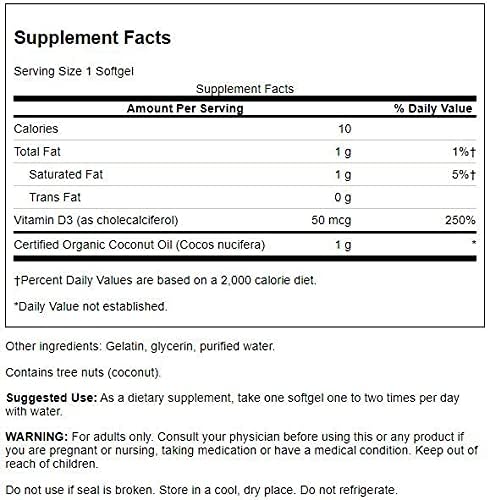 Swanson Vitamin D-3 with Coconut Oil 60 Sgels