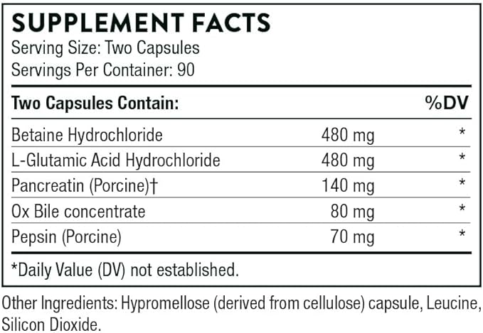 THORNE Advanced Digestive Enzymes (Formerly Bio-Gest) - Blend of Digestive Enzymes to Aid Digestion* - Gut Health Support with Pepsin, Ox Bile, Pancreatin - 180 Capsules - 90 Servings