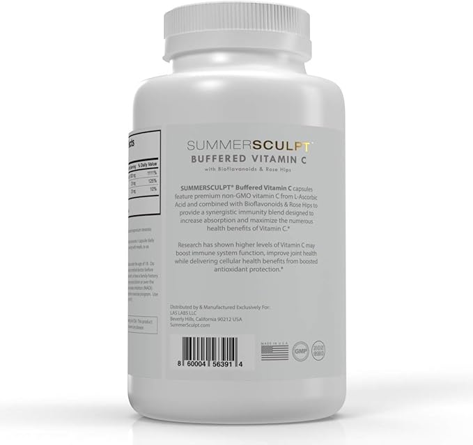 Vitamin C 1000 mg Daily Immune Support with Rose HIPS & Citrus Bioflavonoids Healthy Skin & Joints Buffered Non-GMO Non Acidic, 120 Capsules