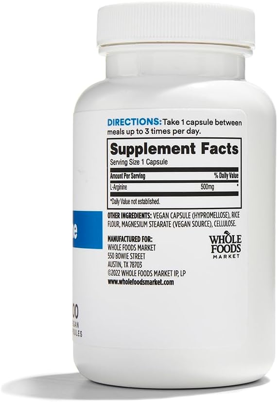 Whole Foods Market, L Arginine 500Mg 100 Veggie Caps