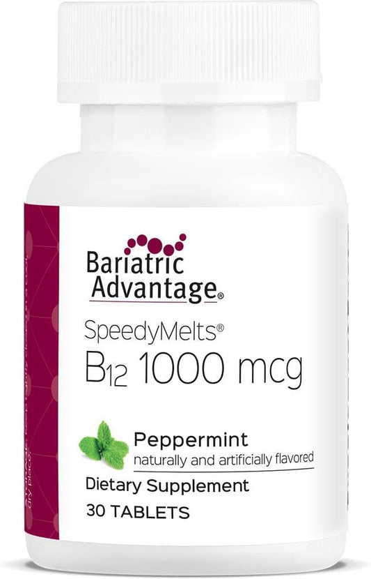 Bariatric Advantage B-12 Speedy Melts, Vitamin B12 1000 mcg Supplement, Fast Melting with 200 mcg of Folic Acid for Nutritional Support - Peppermint, 30 Count