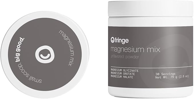 Fringe Triple Magnesium Mix Powder, Magnesium Glycinate, Orotate, & Malate, Unflavored, Clean Formula, Mix Into Anything, 30 Servings