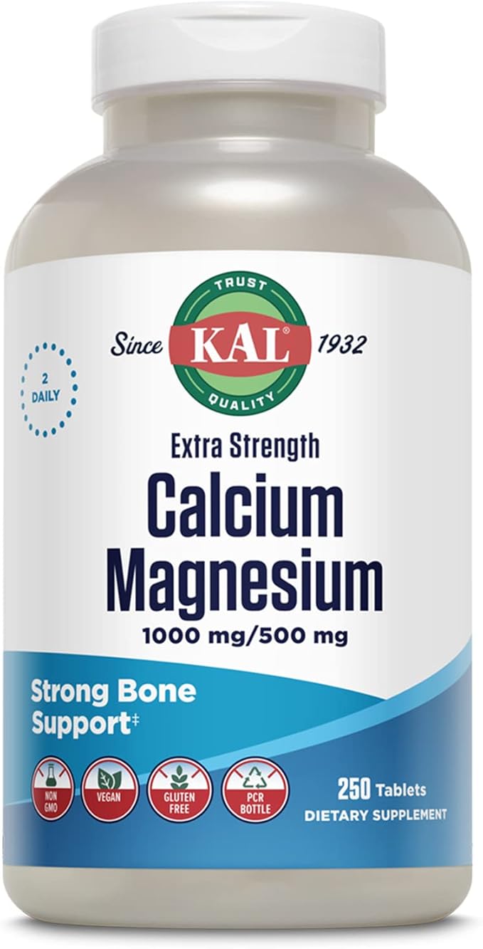 KAL Extra Strength Calcium Magnesium Tablets, 250 Count