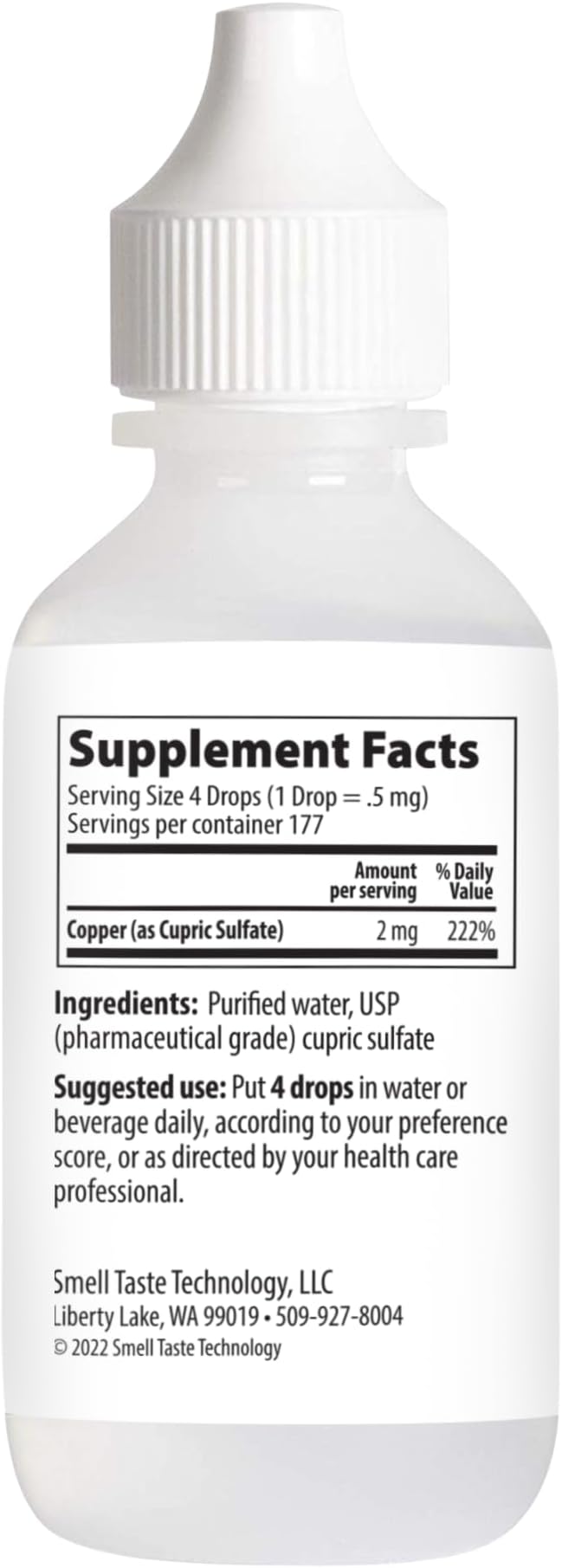 Taste N' Score Copper Liquid Ionic Supplement; 100% Pure; 2 mg; 177 Servings