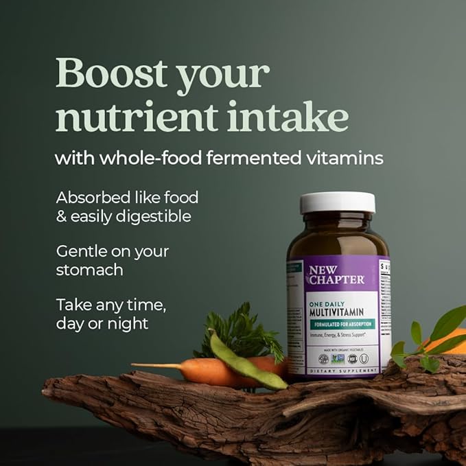 New Chapter One Daily Multivitamin for Immune, Energy & Stress Support, 20+ Nutrients Fermented with Probiotics & Whole Foods, Made with Organic Vegetables - 72 ct