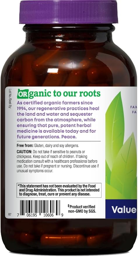 Oregon's Wild Harvest Non-GMO Certified Organic Astragalus Capsules Long Term Immune Support Herbal Supplements-180 Count