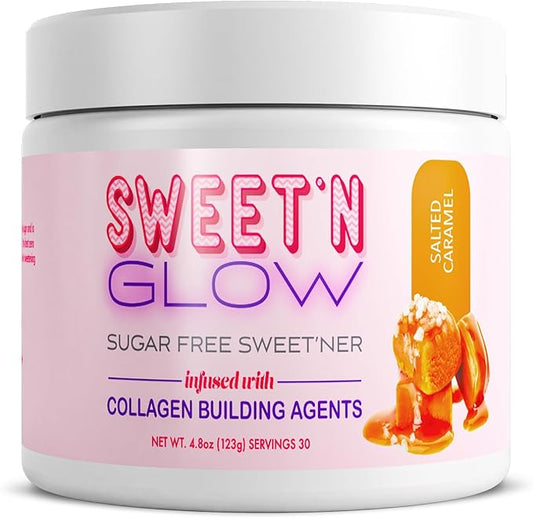 Project Ad Sweet' N Glow Zero Calorie Sugar Free Sweet'Ner with Collagen Building Agents (30 Servings, Salted Carmel)