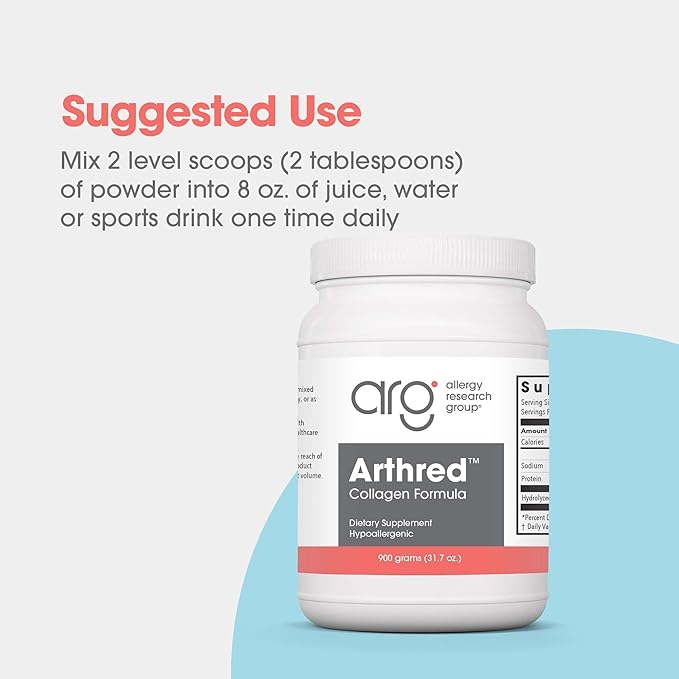 Allergy Research Group Collagen Powder for Men & Women - Collagen Peptides, Arthred Supplement, Bovine Sourced, Arthred Powder, Collagen Formula, Hydrolyzed Collagen - 31.7 Oz