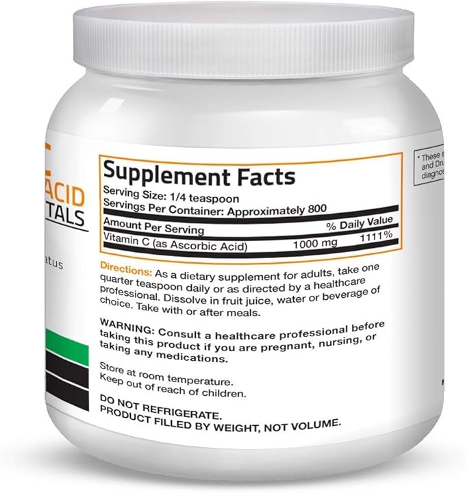 Bronson Marine Collagen Peptides Hydrolyzed Protein Powder 100% Wild Caught Nordic Cod Vitamin C Powder Pure Ascorbic Acid Soluble Fine Non GMO Crystals