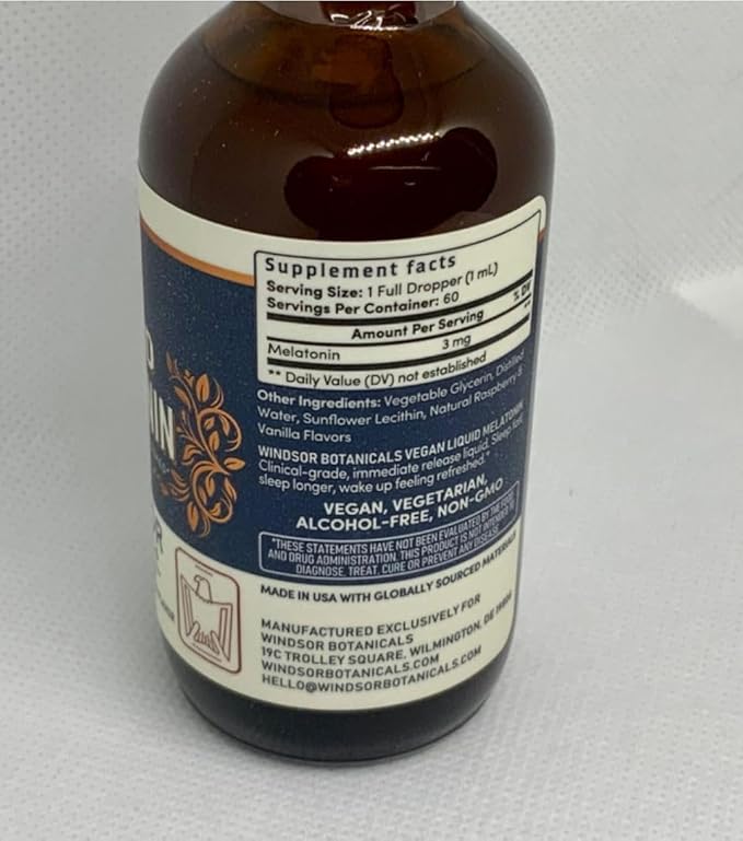 WINDSOR BOTANICALS Cortisol Blocker and Liquid Melatonin 3mg General Wellness Bundle