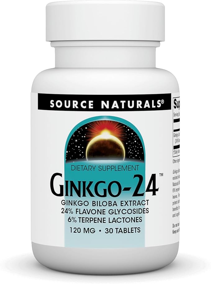 Source Naturals Ginkgo-24 - Ginkgo Biloba Extract 120 mg Supports Mental Acuity - 30 Tablets