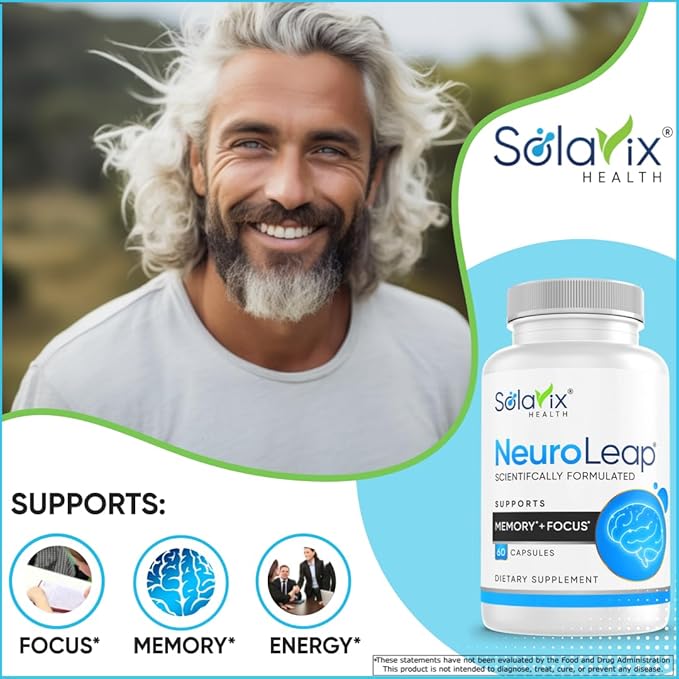 NeuroLeap Premium Nootropic Brain Health Supplement | US-Made | Supports Memory, Focus, Clarity, Energy | Easy-to-Swallow | Bacopa Monnieri, Lion's Mane, Rhodiola Rosea, Ginkgo, Ginseng |60 Count