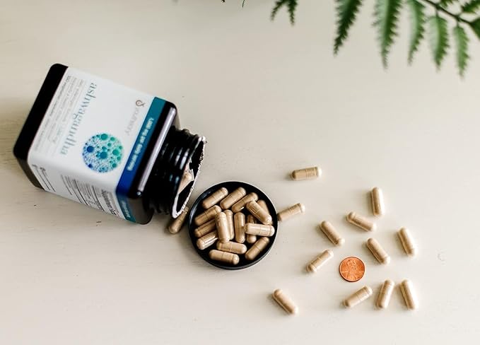 Ashwagandha Supplement Organic KSM-66 Ashwagandha Vegetarian Supplement 180 Capsules, 1000mg per Daily Serving, Help Support Healthy Stress Management Response, Clear