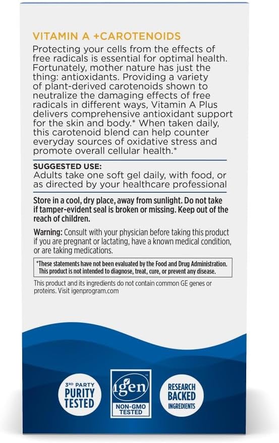 Nordic Naturals Vitamin A + Carotenoids, Unflavored - 30 Soft Gels - Lycopene & Astaxanthin - Supports Skin, Cellular Health - Non-GMO - 30 Servings