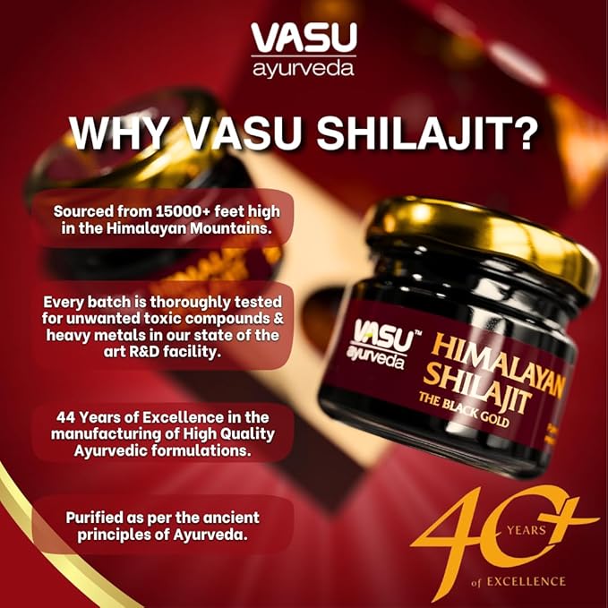 VASU Ayurveda Himalayan Shilajit Resin 400mg – Lab Tested Natural Energy Booster with Fulvic Acid & 85+ Trace Minerals – Pure Shilajit for Men & Women – 100 Days Supply for Strength & Stamina (2-Pack)
