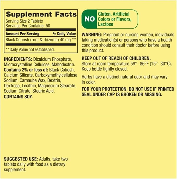 Spring Valley Black Cohosh - Menopause Support 40 mg, 100 Count + STS Sticker.