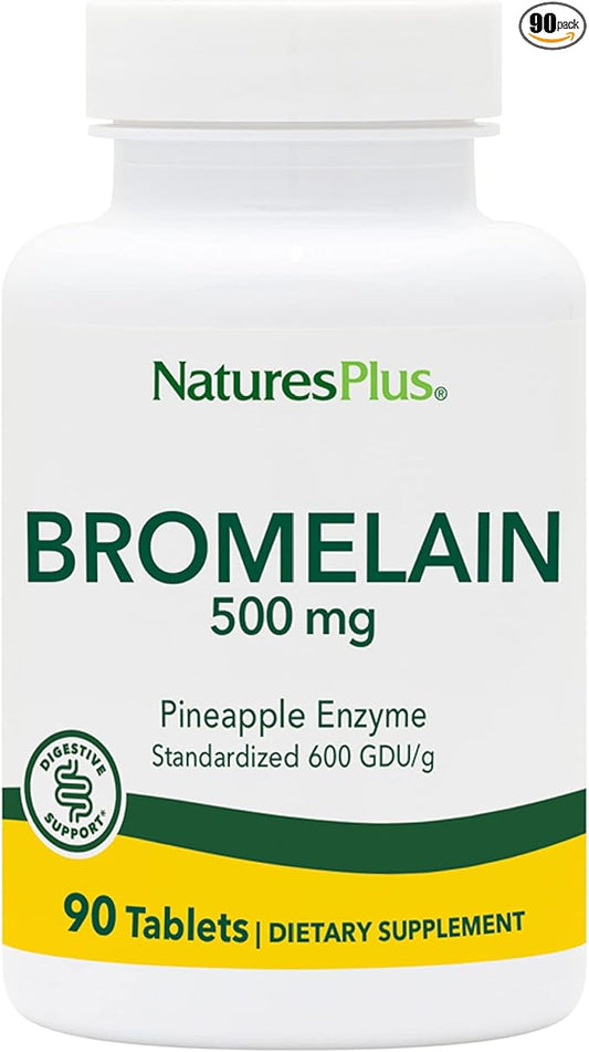 Natures Plus Bromelain - 500 mg, 90 Vegetarian Tablets - Natural Proteolytic Enzyme Supplement- Gluten-Free - 90 Servings