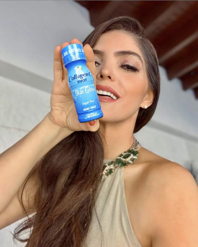 CollagenC - skin glow shot 20 pack - Collagen 10g, Vitamin c 1000mg, Biotin 1000mcg, Vitamin D 800 IU - Natural Orange-Ginger Flavor 2.5oz Bottle - 20 Pack