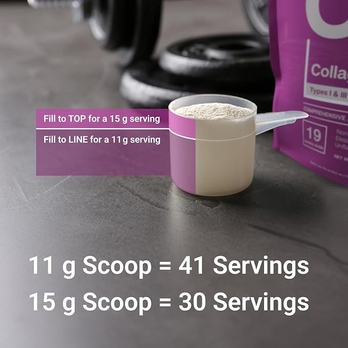 Essential Elements Hydrolyzed Collagen Peptides Powder - Supplement for Joint, Skin, Hair, & Nail Support Types I III Non-GMO, Hormone-Free, Grass-Fed 41 Servings