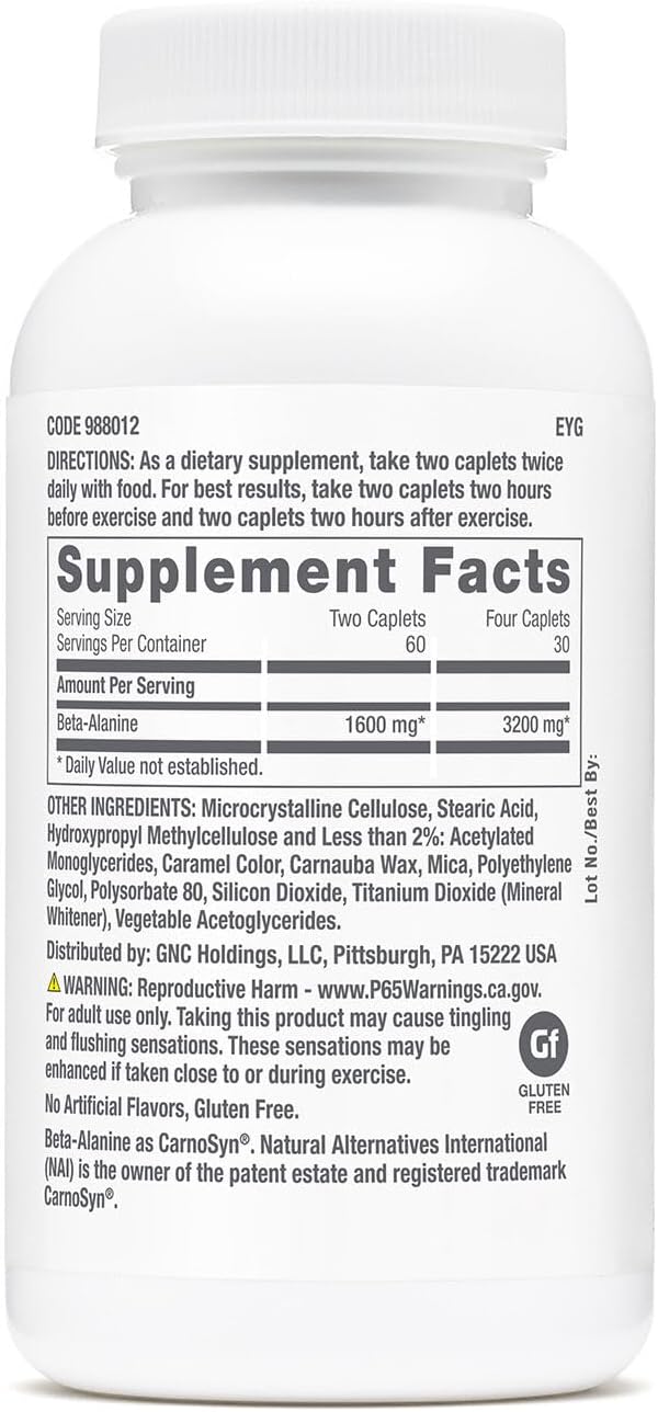 GNC Pro Performance Beta-Alanine, 120 Tablets, Supports Muscle Function